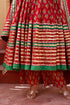 Pomcha Jaipur Red Cotton Gota Patti Anarkali Set With Soft Net Dupatta